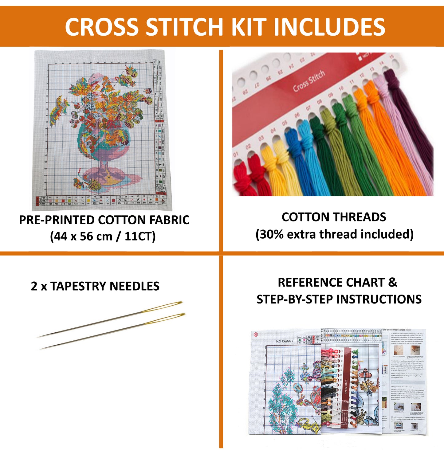 Cross Stitch Kit 44x56cm 11CT (Berries in Wine Glass)