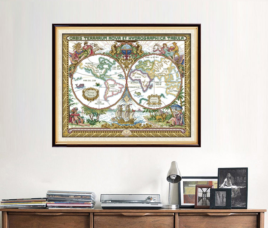 Cross Stitch Kit 51x42cm 14CT (Old World Map)