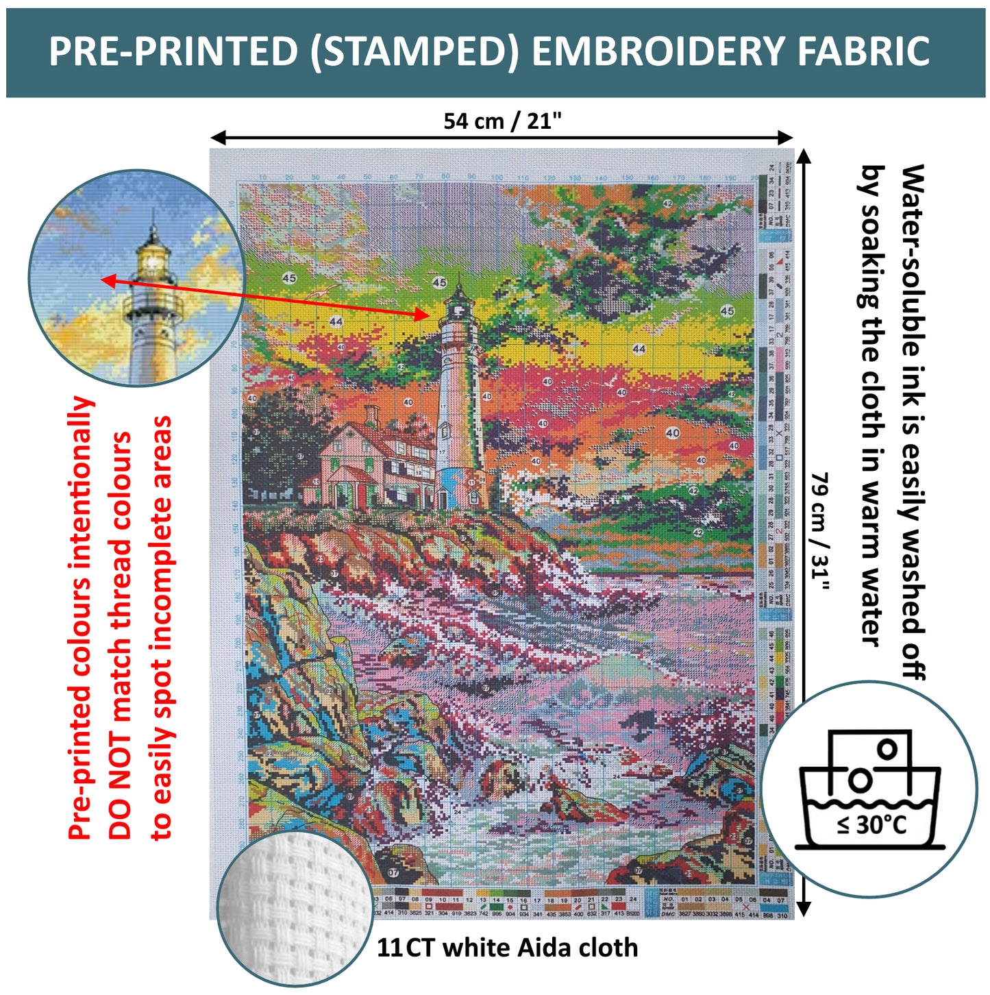 Cross Stitch Kit 54x79cm 11CT (Lighthouse)