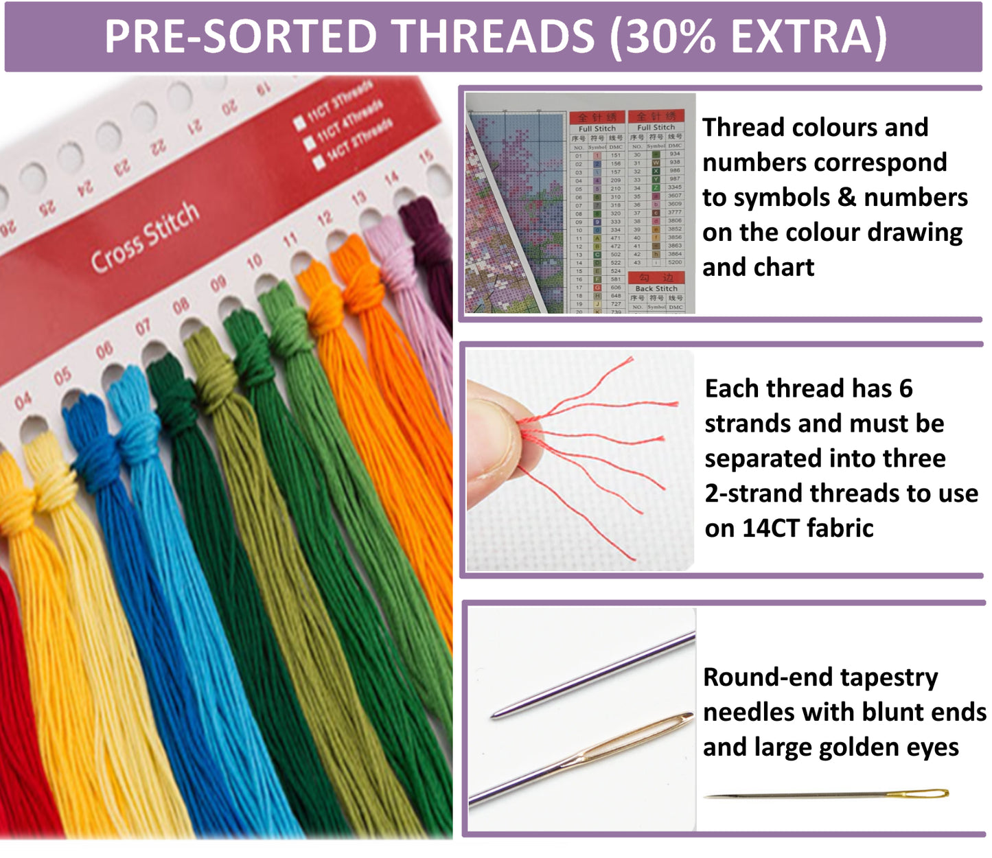 Cross Stitch Kit 49x52cm 14CT (Lilac)