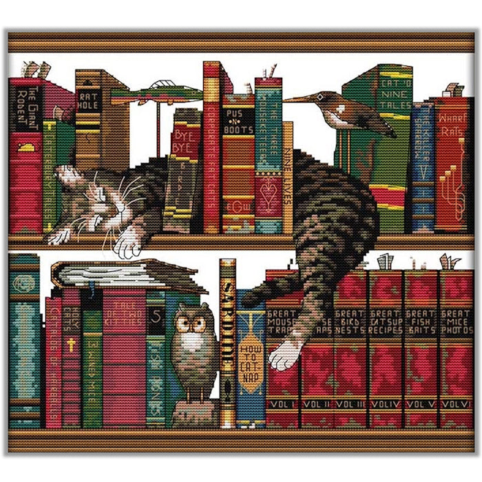 Cross Stitch Kit 40x36cm 14CT (Cat on The Shelf)