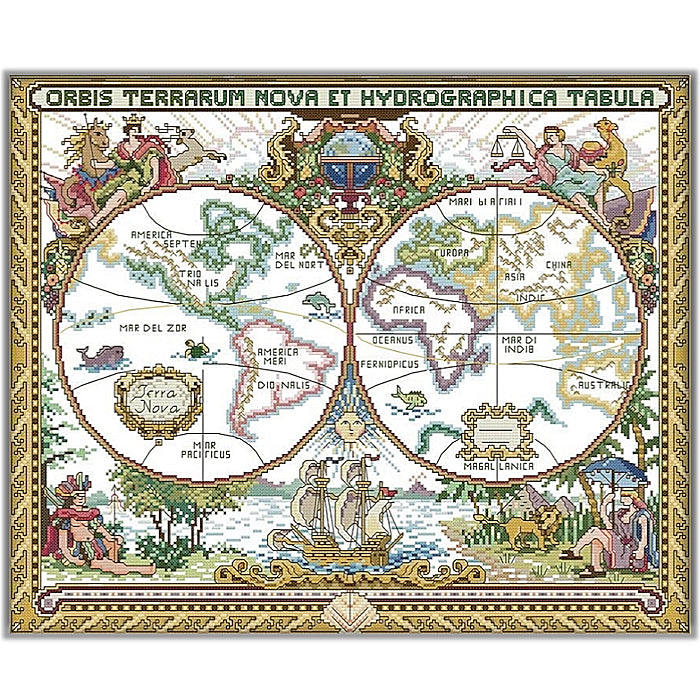 Cross Stitch Kit 51x42cm 14CT (Old World Map)