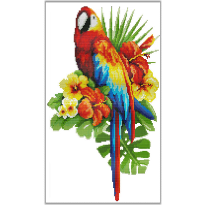 Cross Stitch Kit 36x54cm 11CT (Parrot and Flowers)