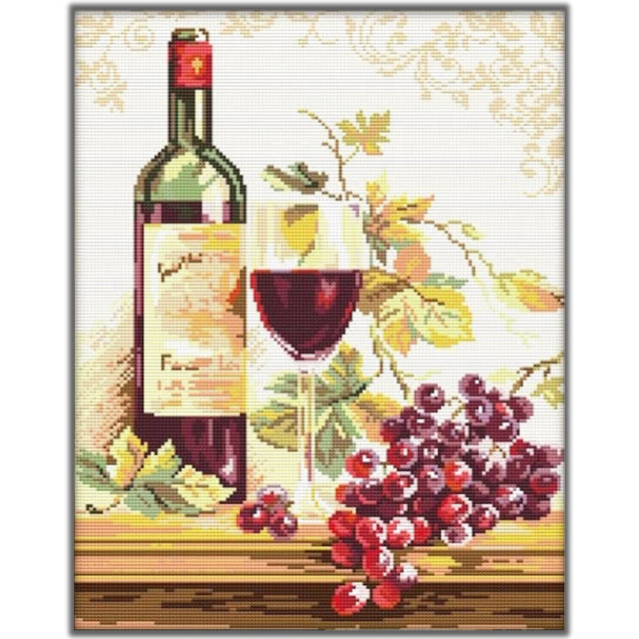 Cross Stitch Kit 34x43cm 14CT (Red Wine and Grapes)