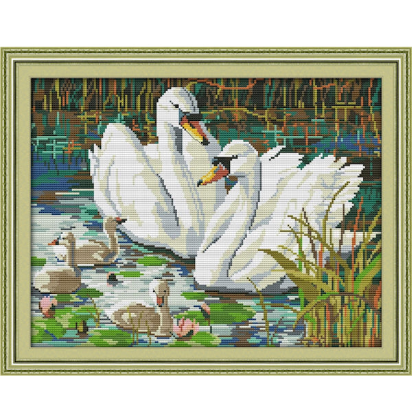 Cross Stitch Kit 54x43cm 11CT (Swans)