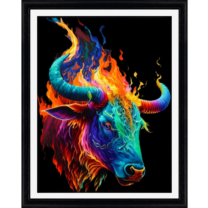 Paint by Numbers Kit (Rainbow Flame Bull)