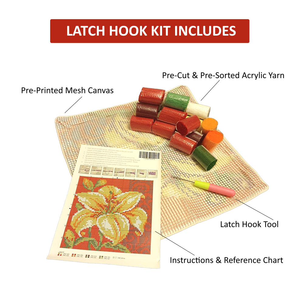 Latch Hook Kit 43x43cm (White Lilly)