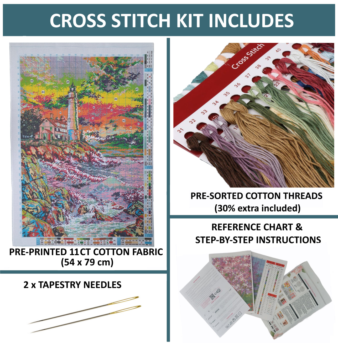 Cross Stitch Kit 54x79cm 11CT (Lighthouse)