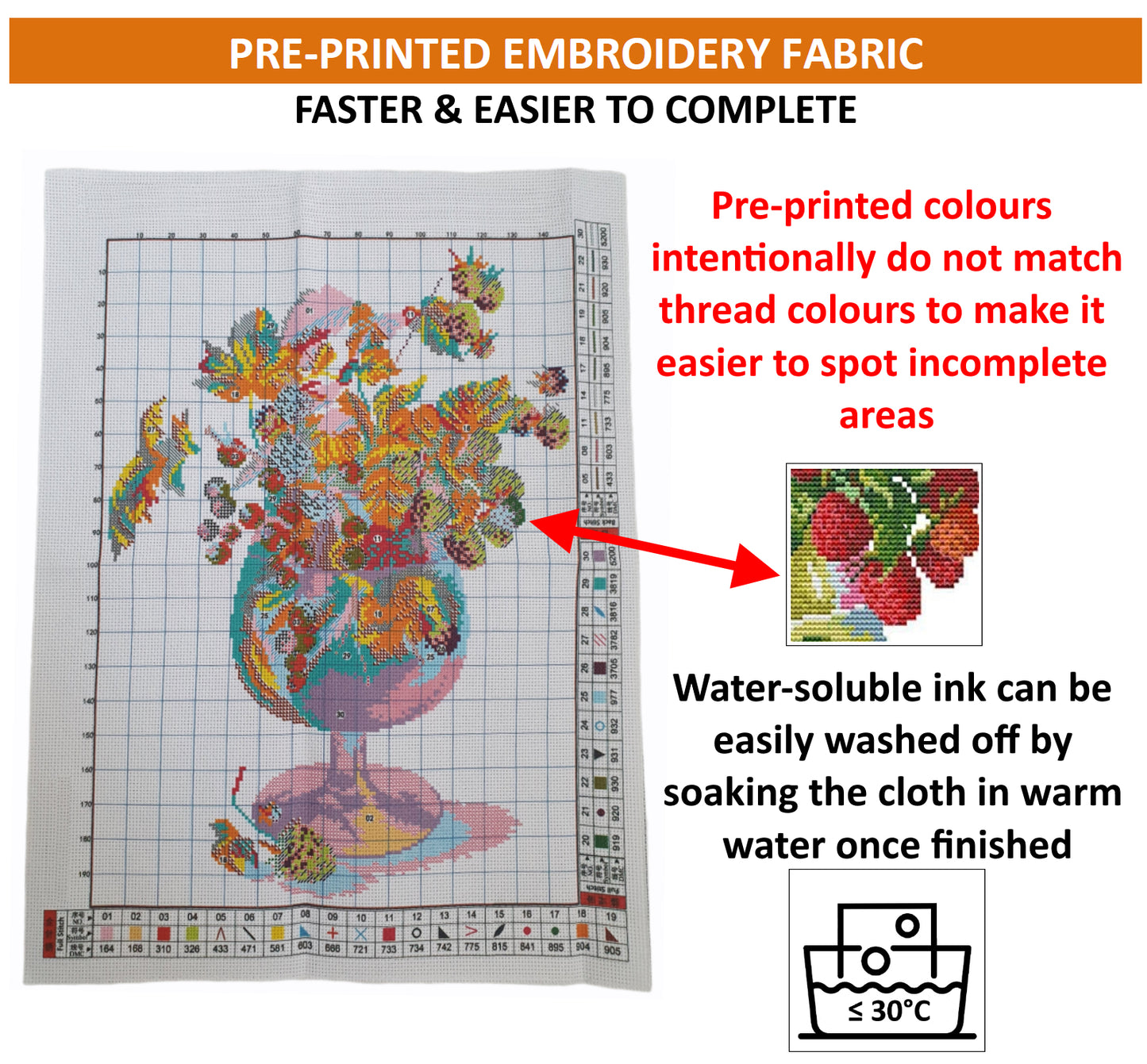 Cross Stitch Kit 44x56cm 11CT (Berries in Wine Glass)