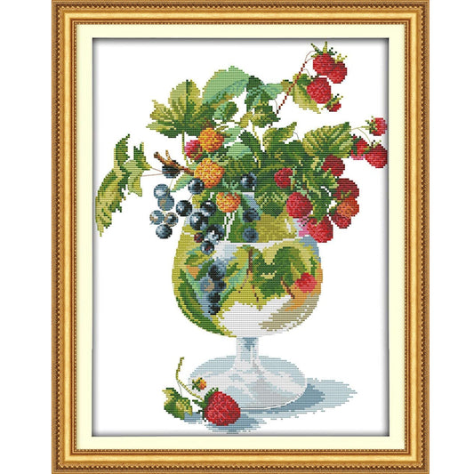 Cross Stitch Kit 44x56cm 11CT (Berries in Wine Glass)