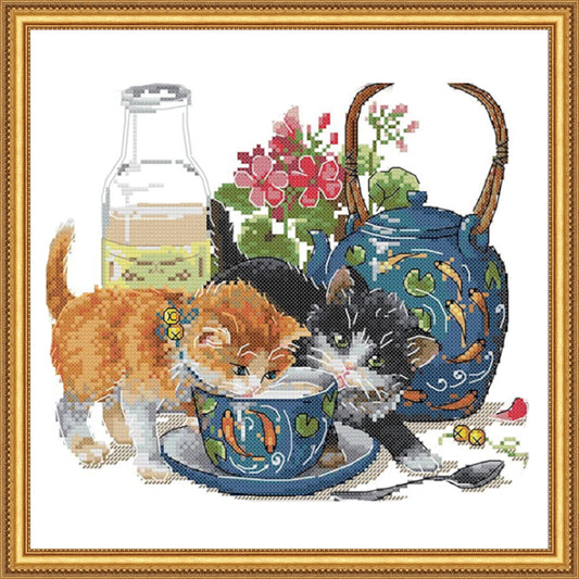 Cross Stitch Kit 39x35cm 11CT (Curious Cat)