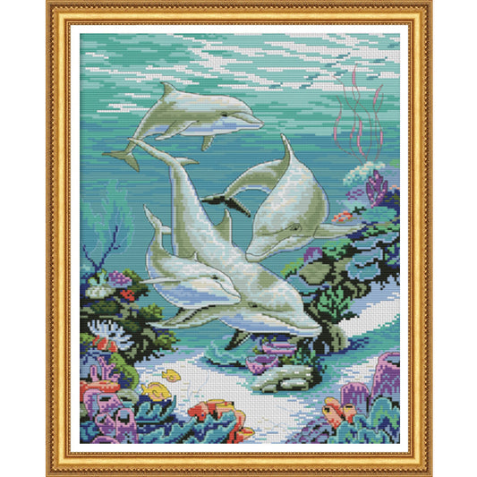 Cross Stitch Kit 40x52cm 11CT (Dolphins)