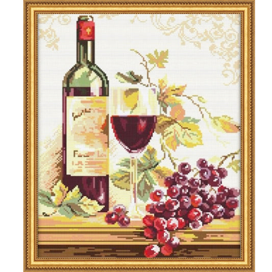 Cross Stitch Kit 34x43cm 14CT (Red Wine and Grapes)