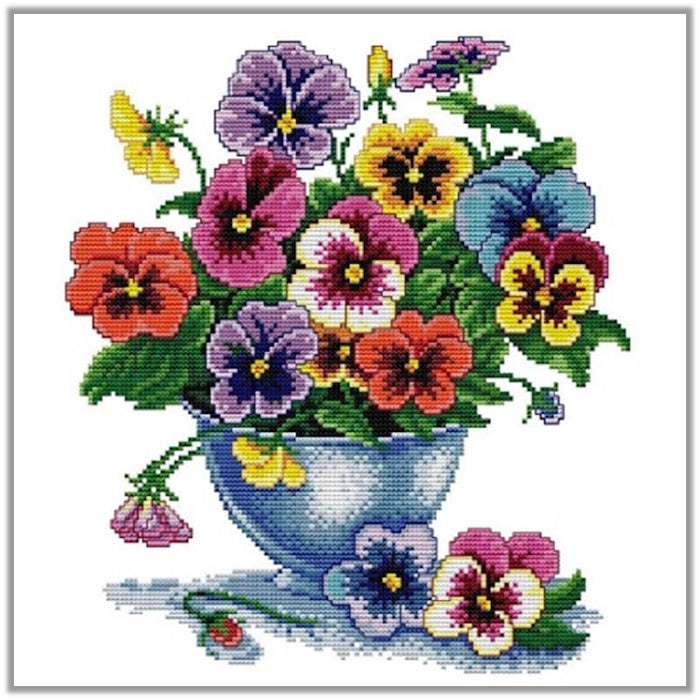 Cross Stitch Kit 40x44cm 11CT (Six Color Flower)