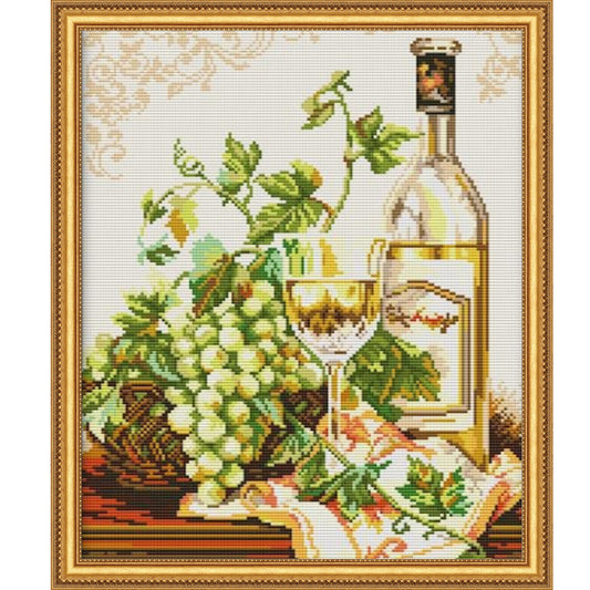 Cross Stitch Kit 34x43cm 14CT (White Wine and Grapes)