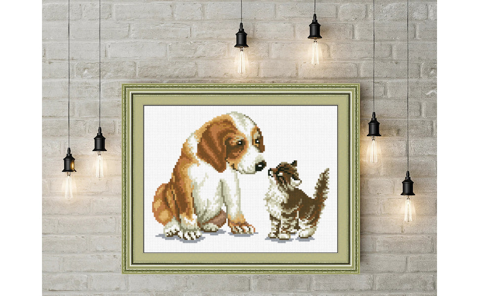 Cross Stitch Kit 35x29cm 11CT (Dog and Cat)